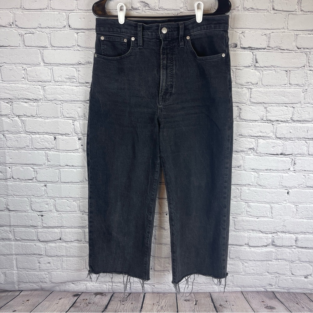 Madewell Washed Black Wide-Leg Crop Jeans
